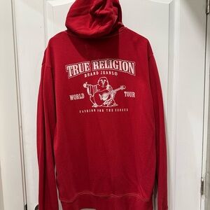 Vintage True Religion Red Hoodie with Graphic Print
